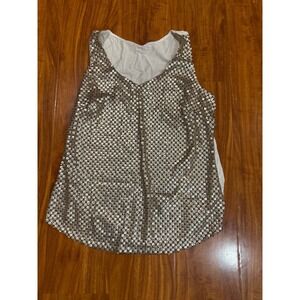 White House Black Market Tank Top Blouse Gold Sequin Sleeveless Pullover Size M